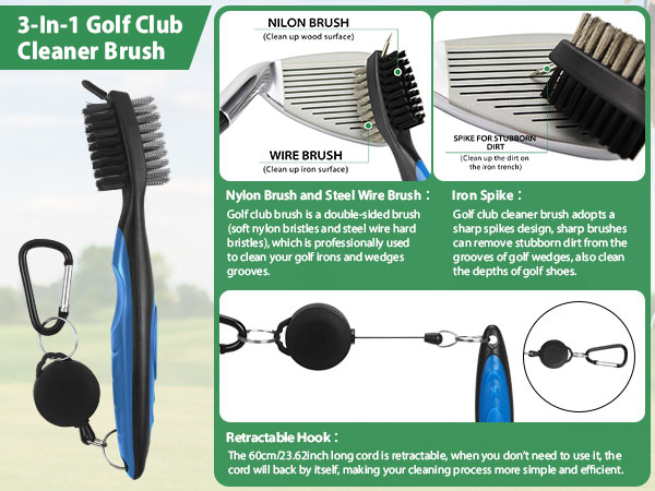 3-In-1 Golf Club Cleaner Brush