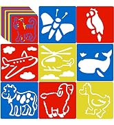 Peohud 36 Pieces Stencils for Kids, 6 x 5.6 Inch Drawing Chalk Stencils, Colorful Painting Stenci...