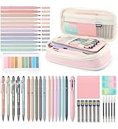 56PCS Aesthetic School Supplies with Large Pencil Case, Ballpoint Pens with Stylus Tip, Highlight...