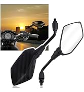 2PCS Motorcycle Mirrors with 8mm & 10mm Bolt,Carbon Fibre HD Motorcycle Mirrors for Handlebars,36...