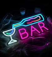Bar Neon Signs for Wall Decor, 20 Types Flowing Color Changing Led Neon Light, Dimmable Beer Neon...