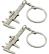 2Pcs Silver Fashion Mini Vernier Caliper Keychain Zinc Alloy 3D Movable Precision Miniature Pocke...