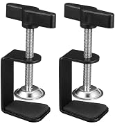 TEHAUX 2pcs Aluminum C Clamp, Black Heavy Duty C-Clamp Base Stand Mounting Accessory Adjustable W...