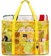 KABAQOO Mesh Beach Bag, Extra Large Beach Bags with 9 Pockets & Zipper Waterproof Lightweight Bea...