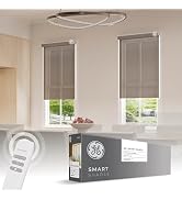 GE Smart Shades, Rechargeable Battery Roller Shade with Remote Control, Translucent Grey Fabric, ...