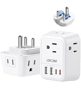 LENCENT Foldable India Travel Plug Adapter, US to India Power Plug Adapter with 4 Outlets, 4 USB ...