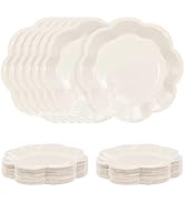 SietDESEO 50 PCS Ivory Paper Plates 7 Inch Scalloped Dessert Plates Ivory Disposable Plate for Pa...