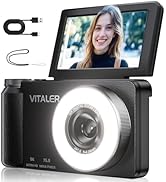 Vitaler 5K Digital Camera for Photography with Fill Light, 3'' 180°Flip Screen, 75MP Vlogging Cam...