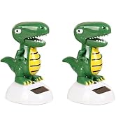 2Pcs Green Solar Powered Dancing Dinosaur,Decoration Gift, Swinging Dancer, No Battery Required, ...