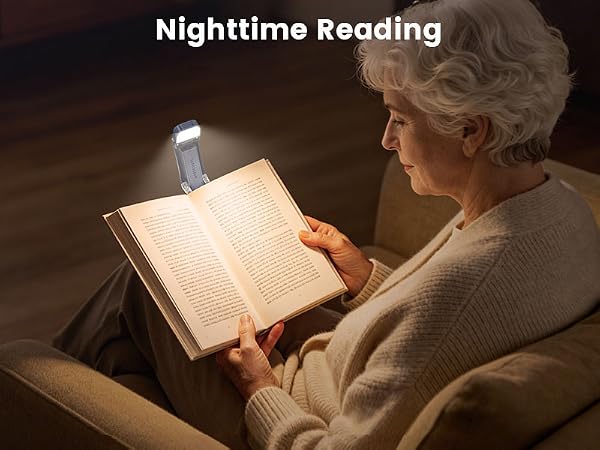 Glocusent 12 LED Book Light,Portable USB-C Reading Lights in Bed Clip on Light
