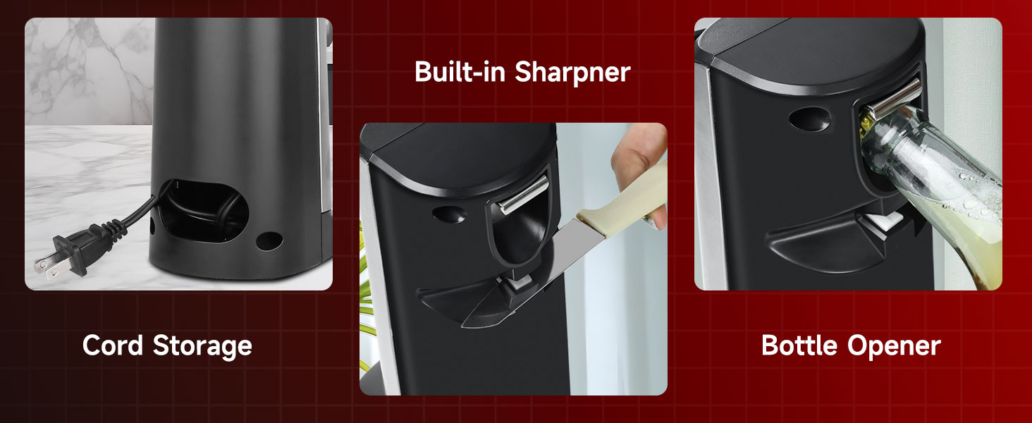 NK-0683??A+ Built-in Knife Sharpener Bottle Opener Included Cord Storage Non-Slip Base for Stability
