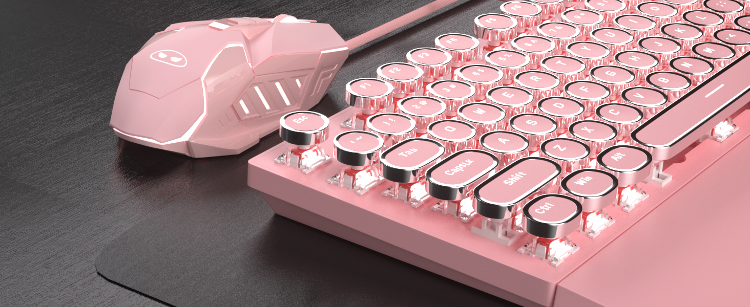 pink keyboard and mouse