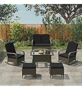 LEVELEVE Patio Furniture Set Outdoor Rattan Chair Wicker Sofa Garden Conversation Bistro Sets w/L...