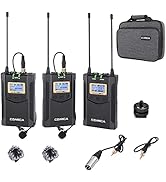 Wireless Microphone System, Comica CVM-WM100 PLUS UHF 48 Channels Dual Wireless Lavalier Micropho...