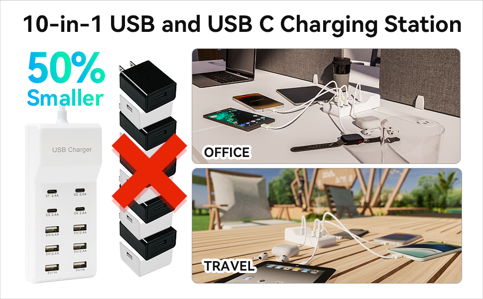 10-in-1 usb charging station