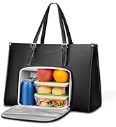 MATEIN Laptop Tote Bag with Insulated Lunch Compartment, 15.6 Inch PU Leather Briefcase with Leak...