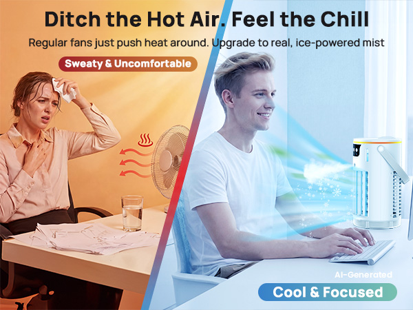 table top ac unit providing instant icy relief for a sweat-free and focused workspace