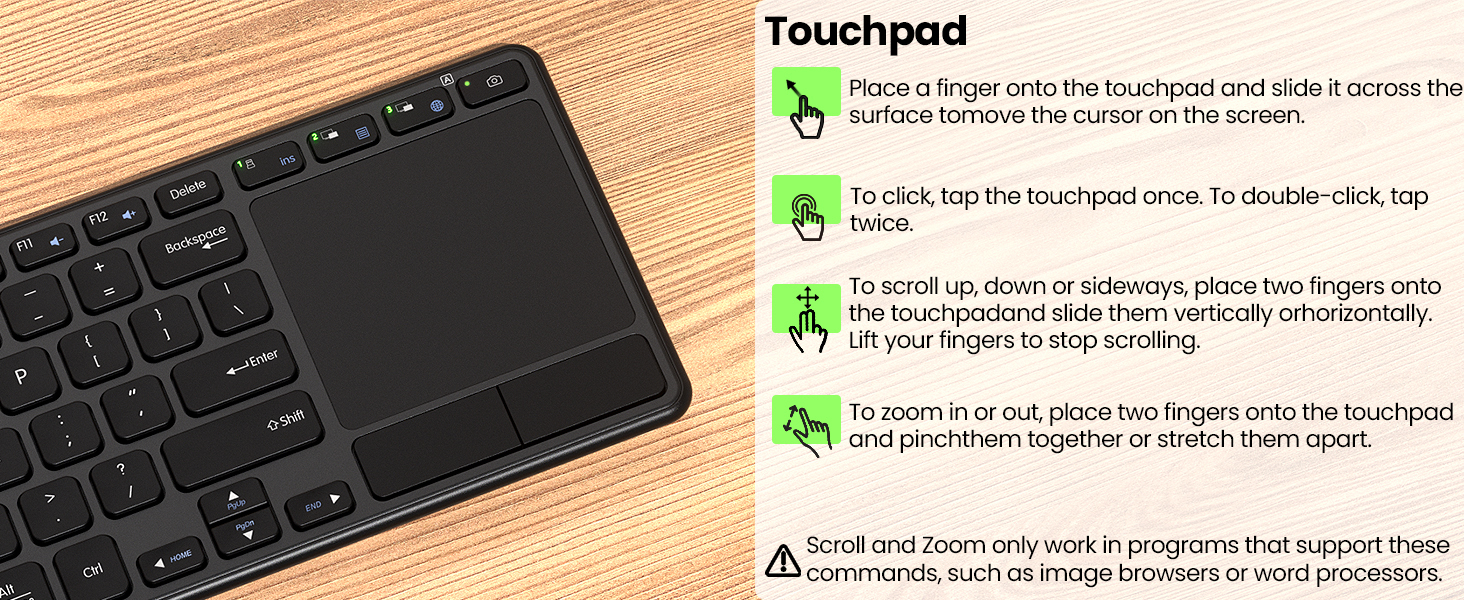 Wireless Keyboard with Touchpad