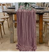 GIVERARE Table Runner Cheesecloth, 35x120in Gauze Boho Rustic Tabletop, 10ft Washable Cheese Clot...