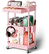 Sorgion 3 Tier Small Rolling Cart Organizer,Laundry Room Bathroom Organizers and Storage Office S...