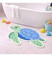 twinklemon Turtle Tufted Rug Funny Animal Bathroom Rugs Soft Flocking Bath Rug Absorbent Non-Slip...