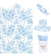 Larcenciel Blue Floral Tissue Paper, Vintage Blue and White Tissue Paper for Gift Bags, Wrapping,...