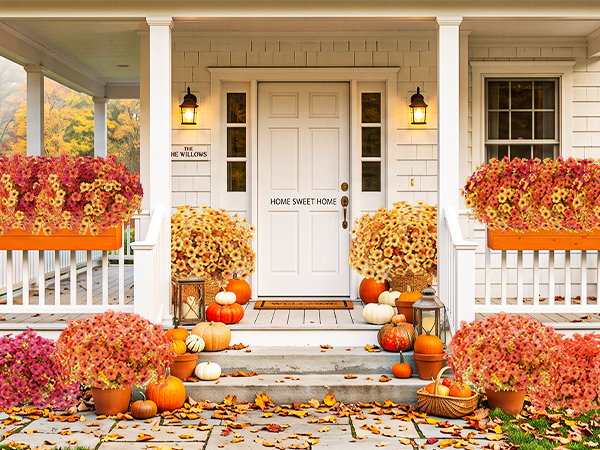 Artificial Fall Flowers Fake Plants for Outdoors Autumn Decoration