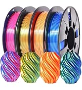 RAMBERY 3D Printer Filament Silk Dual Color PLA Filament 1.75mm +/- 0.02mm, Bicolor PLA 3D Printi...