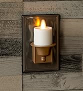 Luminara Flameless Candle Nightlight w/Dusk to Dawn Light Dark Auto Sensor, Timeless Taupe Wall P...