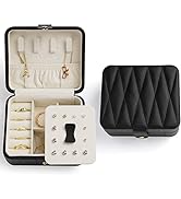 KAMIER Jewelry Travel Organizer, Diamond Quilted Leather Portable Jewelry Boxes for Women Girls G...