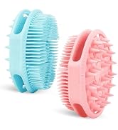 2-Pack Soft Silicone Dual-Sided Body Scrubber & Loofah | Gentle Exfoliating Shower Brush for Men ...