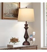luxeflow Vintage Table Lamp for Living Room,30" Tall Bedside Lamp with USB Charging Port,3-Way Di...