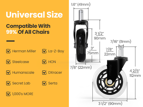 rubber office chair wheels