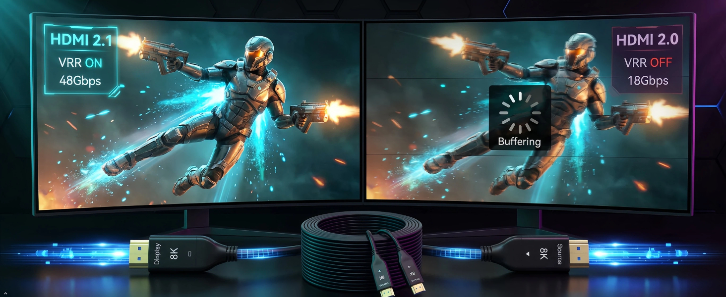 8k hdmi 2.1 fiber optic cable 48gbps 60hz hdr dolby vision gaming