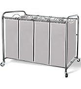 STORAGE MANIAC Laundry Sorter 4 Section, Laundry Hamper with Wheels, Laundry Basket Sorter, Laund...