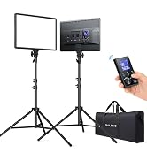 RALENO LED Video Panel Light, 2-Pack 18" 45W Photography Lights with 78'' Stand & Remote for Vide...