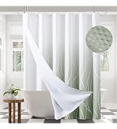 Naturoom Sage Shower Curtain and Liner Modern Bathroom Curtains Shower Set Double Layer Ombre Sho...