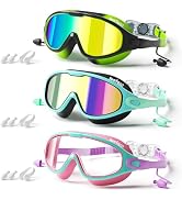LEEIGGT Swim Goggles for Kids, Anti Fog UV Protection, Leakproof Wide ViewSwimming Goggles Youth ...