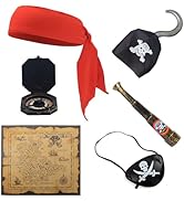 Tatibana Pirate Party Supplies, 6Pcs Include Headband Eye Mask Hook Telescope Compass Map Dress u...