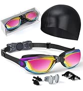Hurdilen Kids Swim Goggles, Swimming Goggles for Kids Toddlers 3-14 with Swim Cap, Nose Clip, Nos...