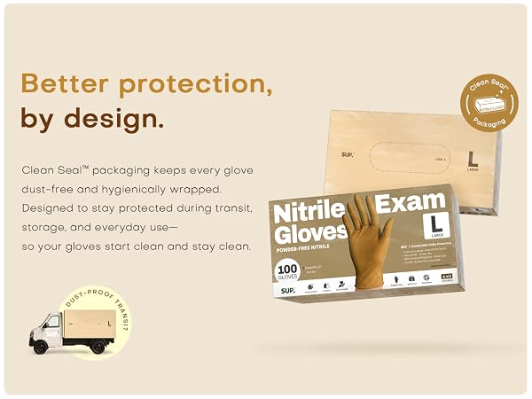 Clean Seal packaging keeps every glove dust-free hygienically wrapped protected transit storage