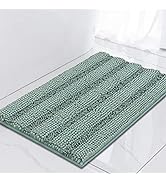 Turquoize Non Slip Shaggy Bathroom Rugs Blue Bath Rugs for Bathroom Chenille Bath Rugs for Bathro...