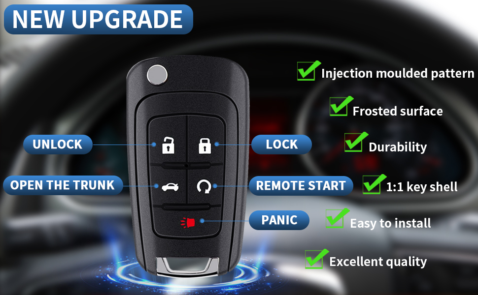 5 Button Key Fob Shell Replacement for Chevy