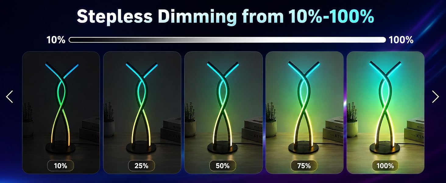 Stepless dimmable RGB LED table lamp, brightness adjustable 10%-100%