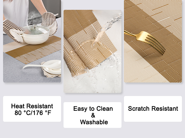 heat resistant washable placemats scratch resistant