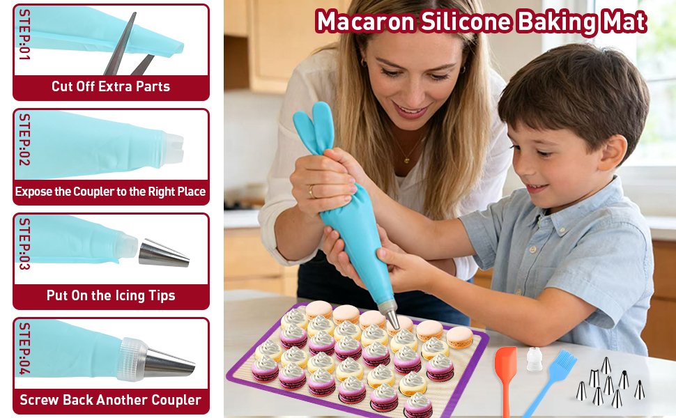 44Pcs Macaron Silicone Baking Kits