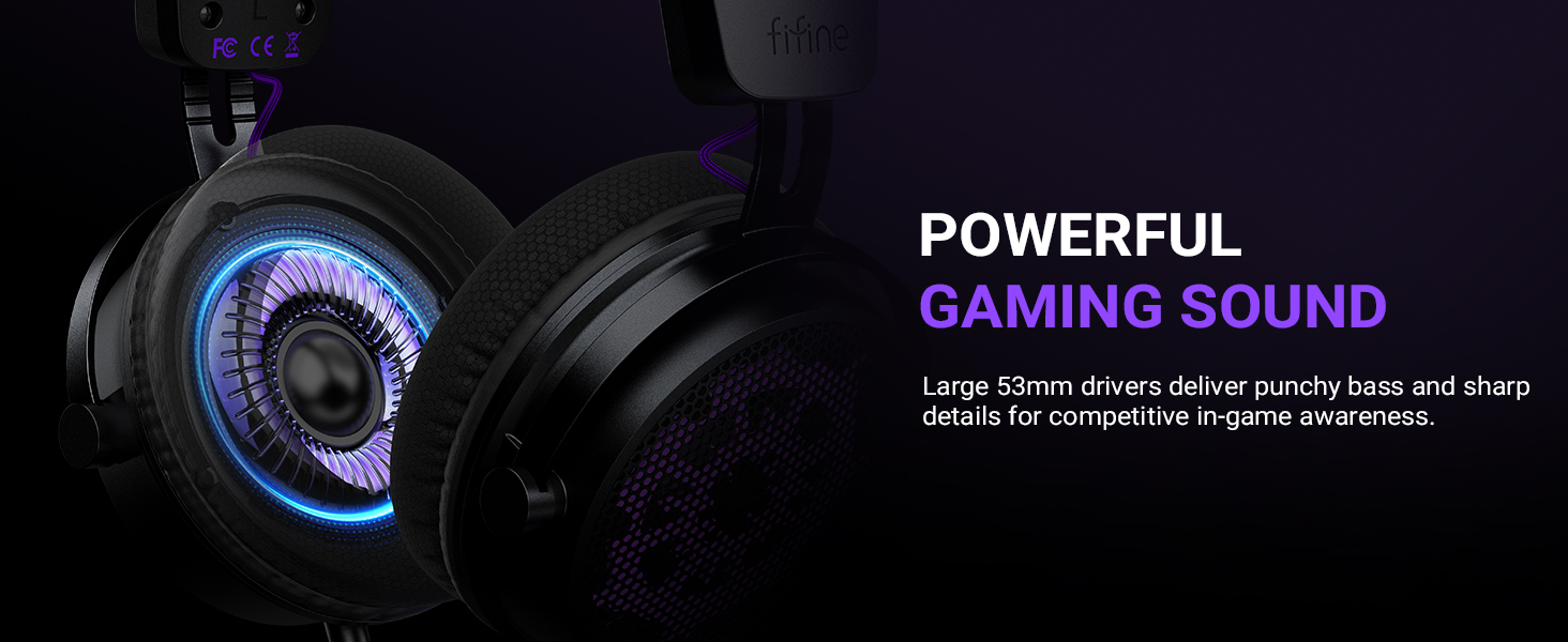 53mm dynamic driver delivers powerful audio