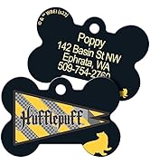 Harry Potter Hufflepuff Flag Dog Tag, Wizarding World of Hogwarts Pet ID Tag Engraved with Name P...