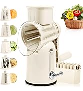 5 in 1 Rotary Cheese Grater with Hand Crank, Vegetable Slicer Shredder with 5 Stainless Blades, S...