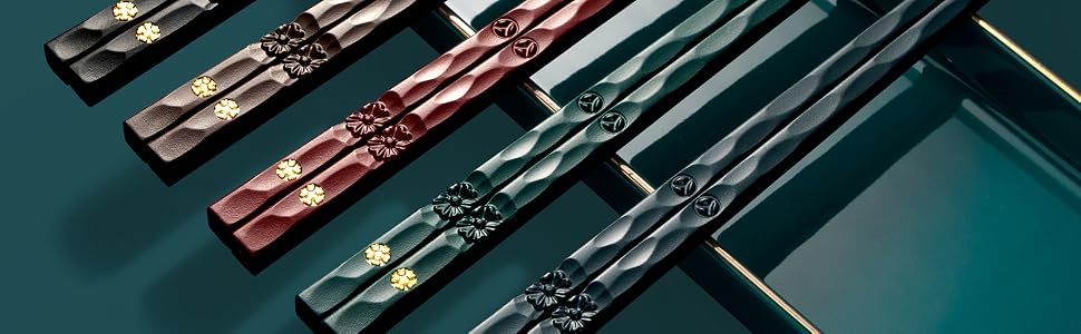 5 Pairs Fiberglass Multicolor Dark Color Chopsticks Dark Black Blue Green Red Brown Chopsticks